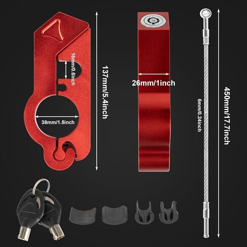 PSLER Motorcycle Lock - Universal Anti-Theft Brake & Throttle Lock for Motorcycles, ATVs, Scooters & Dirt Bikes (Red) in Saudi Arabia