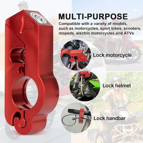 PSLER Motorcycle Lock - Universal Anti-Theft Brake & Throttle Lock for Motorcycles, ATVs, Scooters & Dirt Bikes (Red) in Saudi Arabia