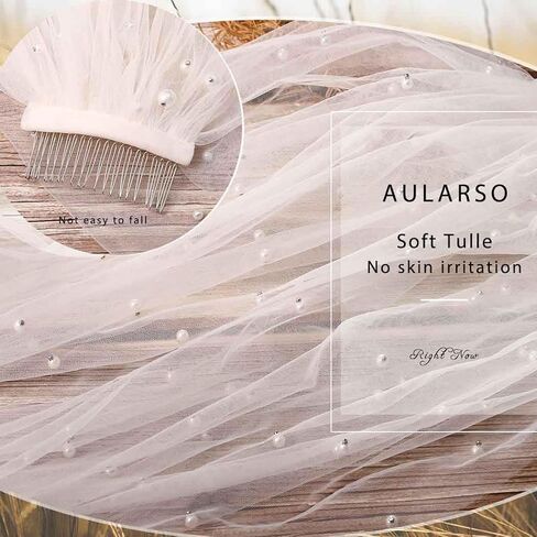 118'' Cathedral Wedding Veil Pearl Bridal Veils Long Veil with Comb 2Tier Short Veil for Brides in Saudi Arabia