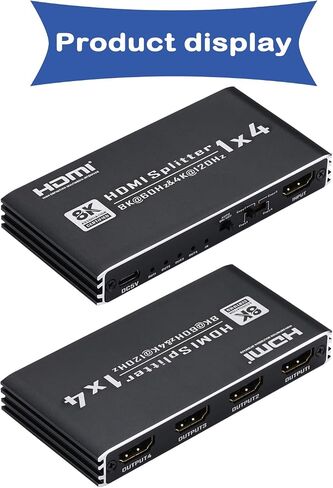 مقسم HDMI 8K@60 هرتز 1 في 3 مخرج، 1x3 HDMI 2.1 مقسم يدعم 4K@120 هرتز، 1080P@240 هرتز VRR HDCP2.3 HDR HDR10 48 جيجابت في الثانية EDID Dolby Atmos 7.1ch، فقط الشاشات المكررة/المرآة لا تمتد in Saudi Arabia