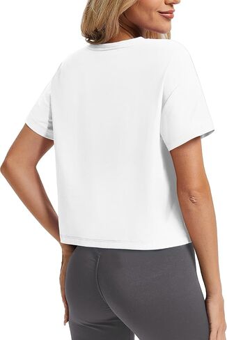 SMENG Womens Cropped T Shirt UPF50+ Soft Breathable Tshirt Workout Loose Crewneck Short Sleeve Tops 2025 Trendy in Saudi Arabia