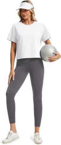 SMENG Womens Cropped T Shirt UPF50+ Soft Breathable Tshirt Workout Loose Crewneck Short Sleeve Tops 2025 Trendy in Saudi Arabia