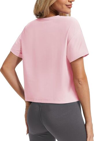 SMENG Womens Cropped T Shirt UPF50+ Soft Breathable Tshirt Workout Loose Crewneck Short Sleeve Tops 2025 Trendy in Saudi Arabia