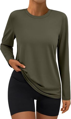 Outomet Long Sleeve Tops Tops Crew Neck Gym قمصان رياضية المشي لمسافات طويلة in Saudi Arabia