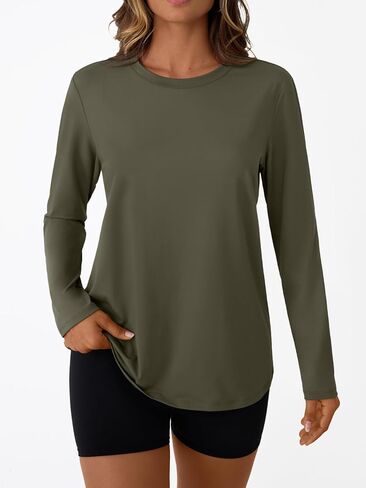 Outomet Long Sleeve Tops Tops Crew Neck Gym قمصان رياضية المشي لمسافات طويلة in Saudi Arabia