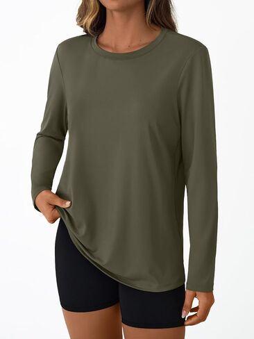 Outomet Long Sleeve Tops Tops Crew Neck Gym قمصان رياضية المشي لمسافات طويلة in Saudi Arabia
