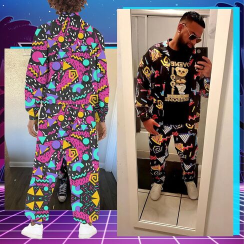 EVEDESIGN TRACK SUITS MENS SET - ARTRO 80S و 90S COSTUMES FORFICS للركض والتزلج وملابس التآكل غير الرسمية - بدلات عرق للرجال in Kuwait
