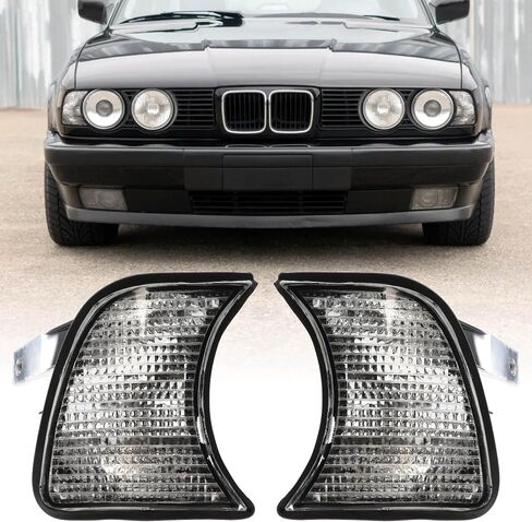 USR 89-96 E34 5-Series Corner Turn Signal Lights – Front Turn Signal Lamps (Left + Right) - Compatible with 1989-1996 BMW 5 Series E34 Sedan and Wagon All Models like 525, 530, 540 & M5 (CLEAR LENS) in Saudi Arabia