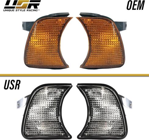 USR 89-96 E34 5-Series Corner Turn Signal Lights – Front Turn Signal Lamps (Left + Right) - Compatible with 1989-1996 BMW 5 Series E34 Sedan and Wagon All Models like 525, 530, 540 & M5 (CLEAR LENS) in Saudi Arabia