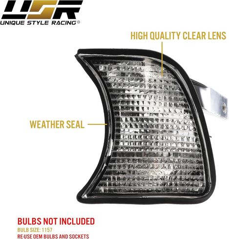 USR 89-96 E34 5-Series Corner Turn Signal Lights – Front Turn Signal Lamps (Left + Right) - Compatible with 1989-1996 BMW 5 Series E34 Sedan and Wagon All Models like 525, 530, 540 & M5 (CLEAR LENS) in Saudi Arabia