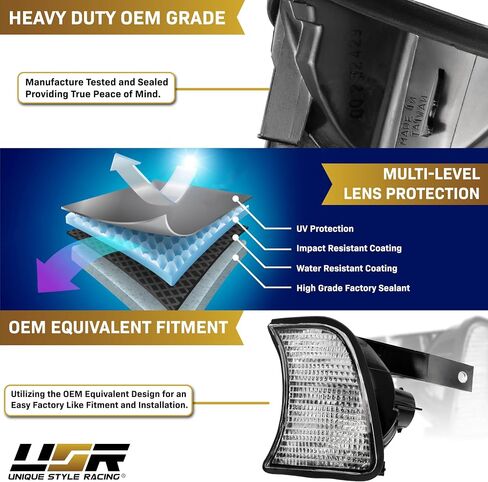 USR 89-96 E34 5-Series Corner Turn Signal Lights – Front Turn Signal Lamps (Left + Right) - Compatible with 1989-1996 BMW 5 Series E34 Sedan and Wagon All Models like 525, 530, 540 & M5 (CLEAR LENS) in Saudi Arabia