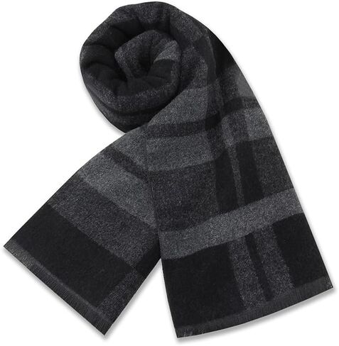 Define Essentials Men's Winter Warm Long Soft Plaid Scarf with Tassels, Soft Classic mens scraves in Kuwait