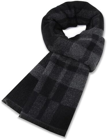 Define Essentials Men's Winter Warm Long Soft Plaid Scarf with Tassels, Soft Classic mens scraves in Kuwait