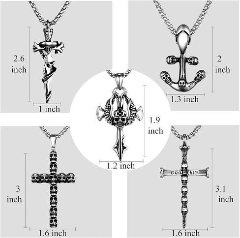 HAWSON Cross Large Necklace for Men & Women with Skull Pattern, Stainless Steel Pendant with 28 Inch Box Chain, Silver Tone Non Tarnish Waterproof Gothic Jewelry Gift for Christian in Saudi Arabia