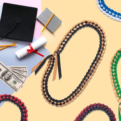 Graduation Lei, Graduation Leis 2025, Graduation Necklace for Class of 2025, 1PC/2PCS/6PCS Braided Ribbon Lei for Graduation Accessories, Grads Parties Decorations in Saudi Arabia