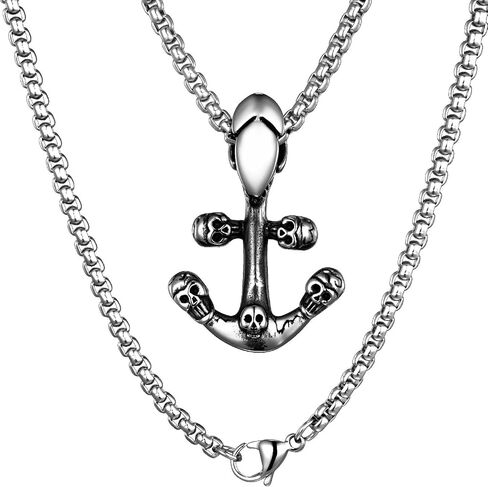 HAWSON Cross Large Necklace for Men & Women with Skull Pattern, Stainless Steel Pendant with 28 Inch Box Chain, Silver Tone Non Tarnish Waterproof Gothic Jewelry Gift for Christian in Saudi Arabia