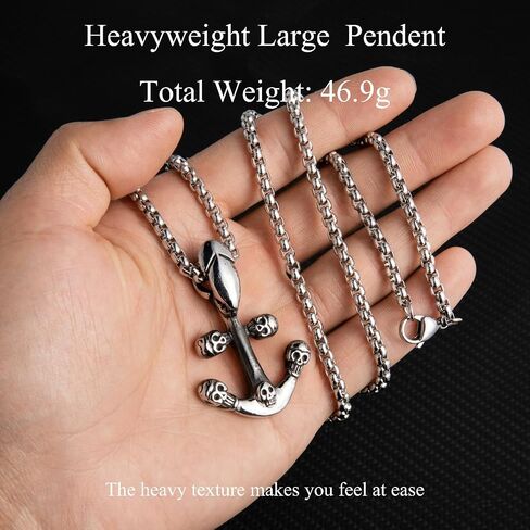 HAWSON Cross Large Necklace for Men & Women with Skull Pattern, Stainless Steel Pendant with 28 Inch Box Chain, Silver Tone Non Tarnish Waterproof Gothic Jewelry Gift for Christian in Saudi Arabia