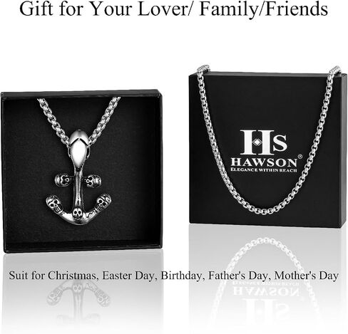 HAWSON Cross Large Necklace for Men & Women with Skull Pattern, Stainless Steel Pendant with 28 Inch Box Chain, Silver Tone Non Tarnish Waterproof Gothic Jewelry Gift for Christian in Saudi Arabia