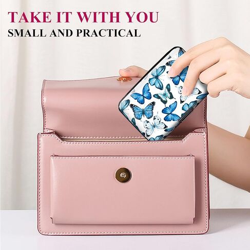 حامل بطاقة ائتمان مصغرة RFID الألومنيوم للنساء الرجال ، حافظة بطاقة صعبة النحافة ، CATE CARD Wallet ID CASE الفراشة الزرقاء الفاخرة in Kuwait