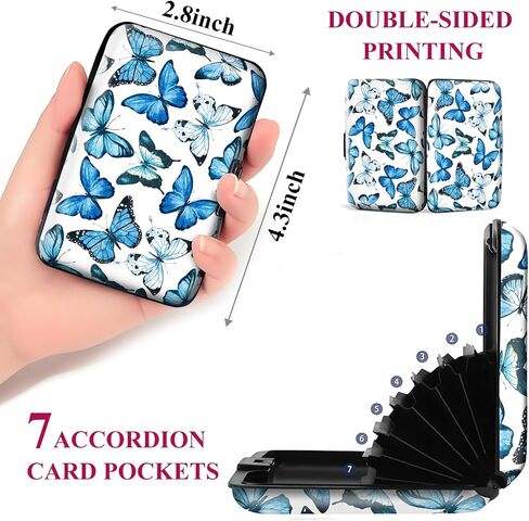 حامل بطاقة ائتمان مصغرة RFID الألومنيوم للنساء الرجال ، حافظة بطاقة صعبة النحافة ، CATE CARD Wallet ID CASE الفراشة الزرقاء الفاخرة in Kuwait