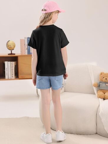 Girls Summer Short Sleeve T Shirts Kids Basic Tees Crewneck Tops 5-14 Years in Kuwait