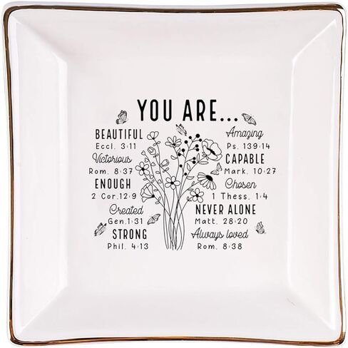 Christian Gifts for Women – Inspirational Trinket Dish Tray, Religious Catholic Spiritual Gifts Jewelry Plate with Bible Verse for Birthdays, Christmas in Saudi Arabia