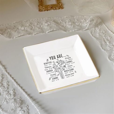 Christian Gifts for Women – Inspirational Trinket Dish Tray, Religious Catholic Spiritual Gifts Jewelry Plate with Bible Verse for Birthdays, Christmas in Saudi Arabia