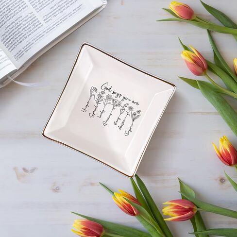 Christian Gifts for Women – Inspirational Trinket Dish Tray, Religious Catholic Spiritual Gifts Jewelry Plate with Bible Verse for Birthdays, Christmas in Saudi Arabia