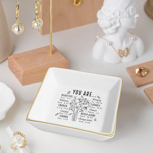 Christian Gifts for Women – Inspirational Trinket Dish Tray, Religious Catholic Spiritual Gifts Jewelry Plate with Bible Verse for Birthdays, Christmas in Saudi Arabia
