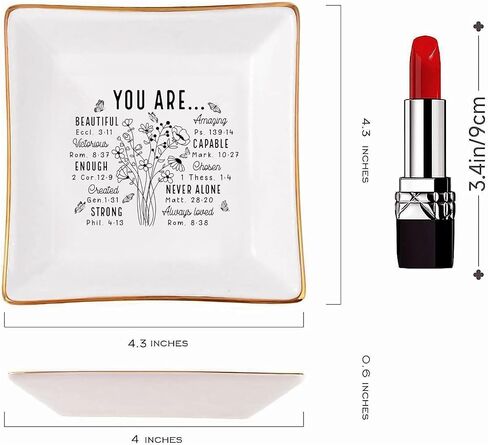 Christian Gifts for Women – Inspirational Trinket Dish Tray, Religious Catholic Spiritual Gifts Jewelry Plate with Bible Verse for Birthdays, Christmas in Saudi Arabia