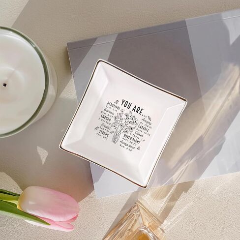 Christian Gifts for Women – Inspirational Trinket Dish Tray, Religious Catholic Spiritual Gifts Jewelry Plate with Bible Verse for Birthdays, Christmas in Saudi Arabia