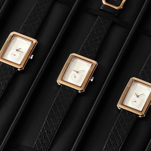 PU Leather Jewelry Watch Storage Display Tray 6 Grids Jewelry Display Organizer Tray for Watch Necklace Long Chain(Black) in Saudi Arabia