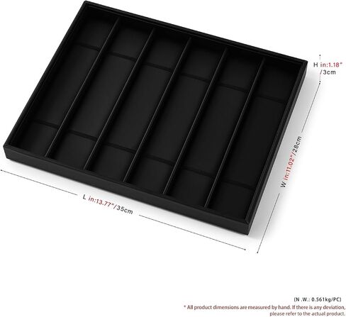 PU Leather Jewelry Watch Storage Display Tray 6 Grids Jewelry Display Organizer Tray for Watch Necklace Long Chain(Black) in Saudi Arabia