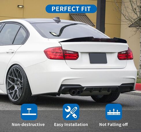 Spoiler Wing Rear Spoiler Compatible with BMW 3 Series F30 F80 M3 Sedan 330i 320i 328i 335i 340i 2013-2018 Trunk Tail Rear Trunk Lid,Glossy Black - PSM Style in Saudi Arabia