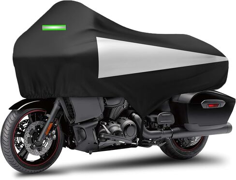 Motorcycle Half Cover with Elastic Hook and Reflective Strip Waterproof Dustproof Sunproof All-Weather Protection Suitable for Touring Models Road King Street Glide Road Glide and More(Black) in Kuwait