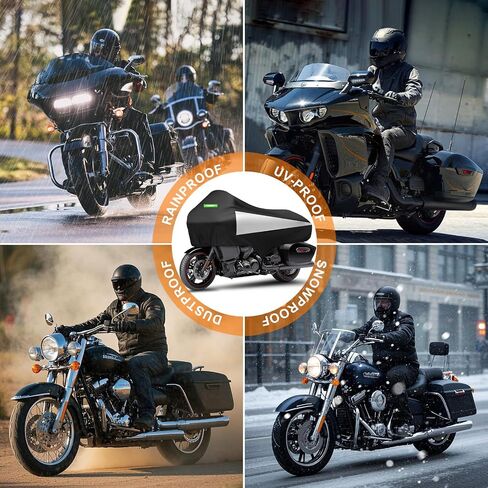 Motorcycle Half Cover with Elastic Hook and Reflective Strip Waterproof Dustproof Sunproof All-Weather Protection Suitable for Touring Models Road King Street Glide Road Glide and More(Black) in Kuwait