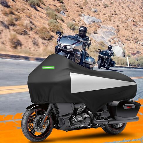 Motorcycle Half Cover with Elastic Hook and Reflective Strip Waterproof Dustproof Sunproof All-Weather Protection Suitable for Touring Models Road King Street Glide Road Glide and More(Black) in Kuwait