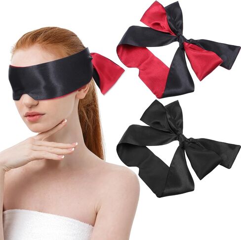 2 Pcs Satin Sleep Eye Mask, 145cm/57inch Silk Satin Blindfold Comfortable Eye Mask Sleep Mask Eye Cover Silk Sleeping Mask for Night Sleeping Travel Meditation Valentine's Day Gift in Saudi Arabia