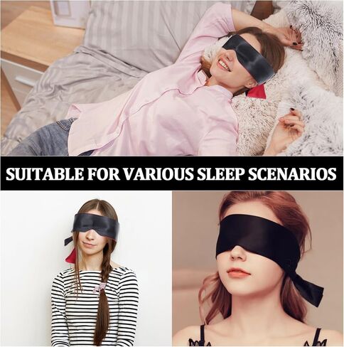 2 Pcs Satin Sleep Eye Mask, 145cm/57inch Silk Satin Blindfold Comfortable Eye Mask Sleep Mask Eye Cover Silk Sleeping Mask for Night Sleeping Travel Meditation Valentine's Day Gift in Saudi Arabia