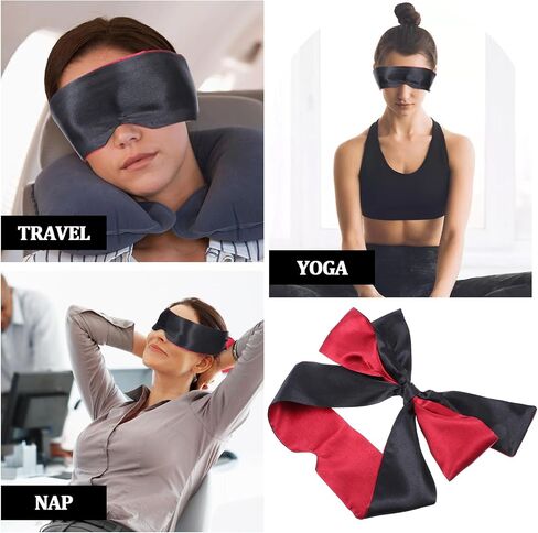 2 Pcs Satin Sleep Eye Mask, 145cm/57inch Silk Satin Blindfold Comfortable Eye Mask Sleep Mask Eye Cover Silk Sleeping Mask for Night Sleeping Travel Meditation Valentine's Day Gift in Saudi Arabia