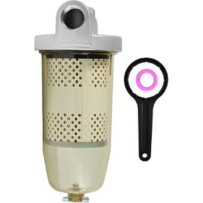 496 Fuel Tank Filter with 3/4" NPT Top Cap Water Separate Assembly 30 Micron Max 25 Gpm 150 Psi for Biodiesel Blends Assembly with Wrench