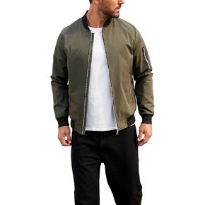 Jacket for Men Fashion Windproof Bomber Jackets Coat Lightweight Casual Windbreaker Zip Up with Pocket