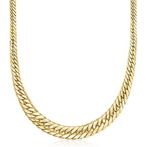 Ross-Simons Italian 18kt Yellow Gold Graduated Cuban-Link Necklace. 20 inches