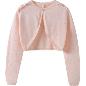 Girls Long Sleeve Cardigan Kids Button Closure Knitted Shrug Girls Sweaters Tops