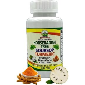 Moringa Guanabana soursop curcuma الكركم 90 كبسولات (500 ملغ) مزيج قوي من المكونات الطبيعية فيدا العشبية الغذائية.
