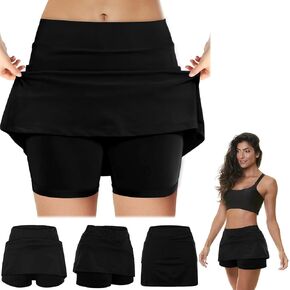 skorts متعددة الاستخدامات للمرأة مع السراويل القصيرة تحتها ، بالإضافة إلى حجم التنس الرياضي غير الرسمي الأنيق مع جيوب
