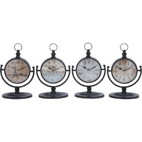 Deco 79 Clock Metal with Swing Stand ، مجموعة من 4 12 "H ، 8" W ، Black