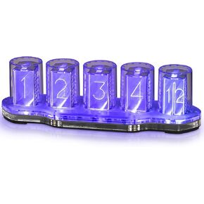 ساعة أنبوب Nixie مع خيارات RGB LED متعددة الألوان/الوضع ، شاشة التناظرية الرقمية الرجعية ، ساعة فريدة من نوعها لغرفة النوم ، غرفة المعيشة ، غرفة اللعبة ، الحمام ، هناك قاعدة حديثة واضحة للانزلاق