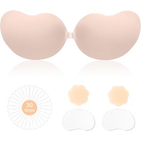 Awant Strapless Sticky Bra Invisible Push up Stick on Bras Adhesive Bra Backless for Backless Dress for Women