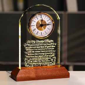 Ornalrist Thank You Gifts Glass Clock for Women, Boss, Men with Wooden Warm Light Base - Appreciation Gifts for Friend, Teacher, Coworkers, Inspirational Quotes Glass Clock Desk & Home Decor